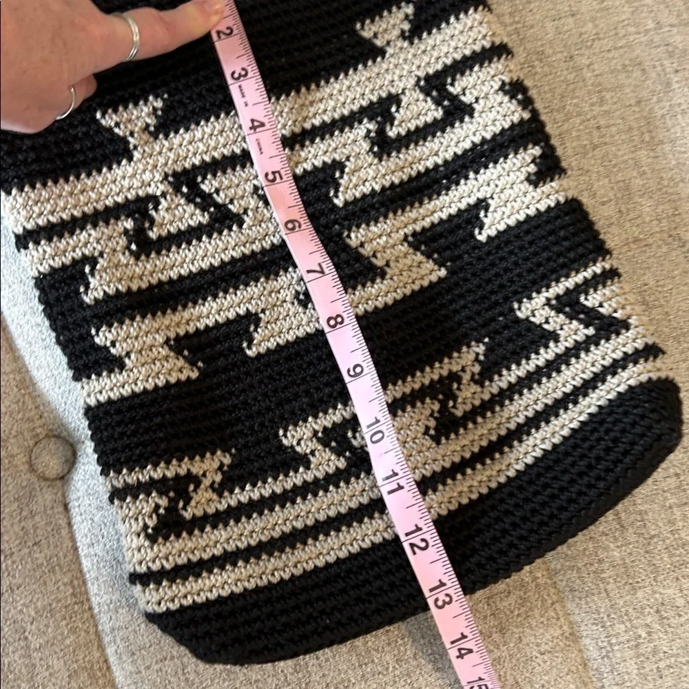 THE SAK BLACK & TAN HOBO HAND CROCHETED BAG MADE IN BALI